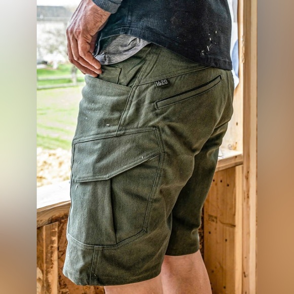 1620 Workwear Men’s Green NYCO CARGO WORK SHORT Size 38 sold out Cordura stretch - Picture 1 of 7